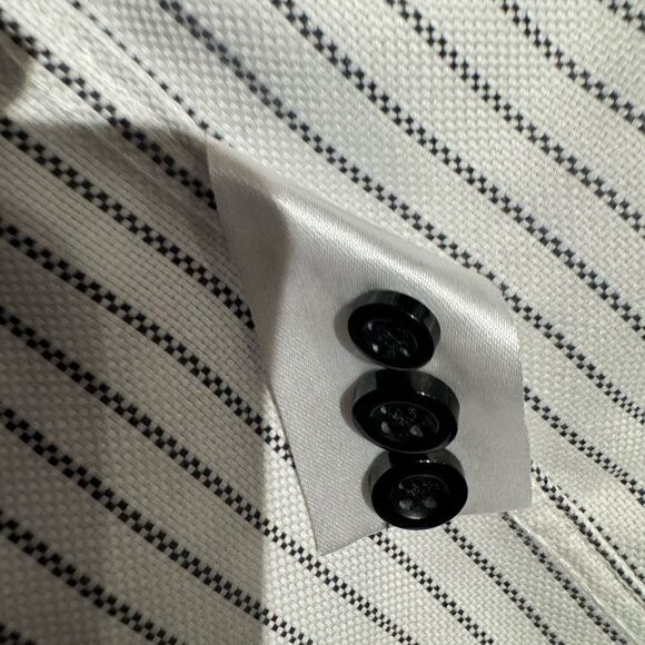 Neiman Marcus Wrinkle Free 2-Ply 100% Cotton Shirt Mens 16.5 36/37 Striped - Picture 7 of 7